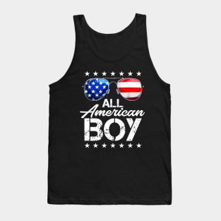 4th of July Shirt ALL AMERICAN BOY USA Flag Patriotic Family Tank Top